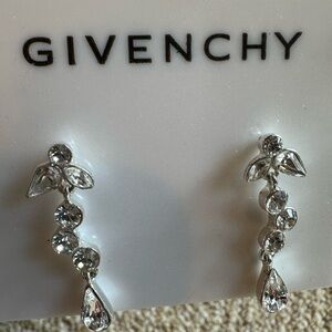 Givenchy Silver Crystal Dangle Earrings